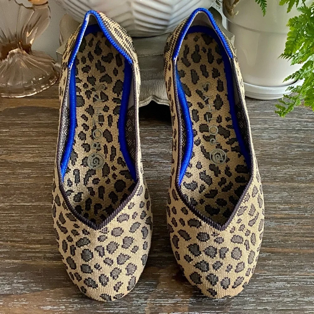 Rothy’s‎ The Flat Round Toe Ballet Flats Leopard Cheetah Print Shoes Womens 7